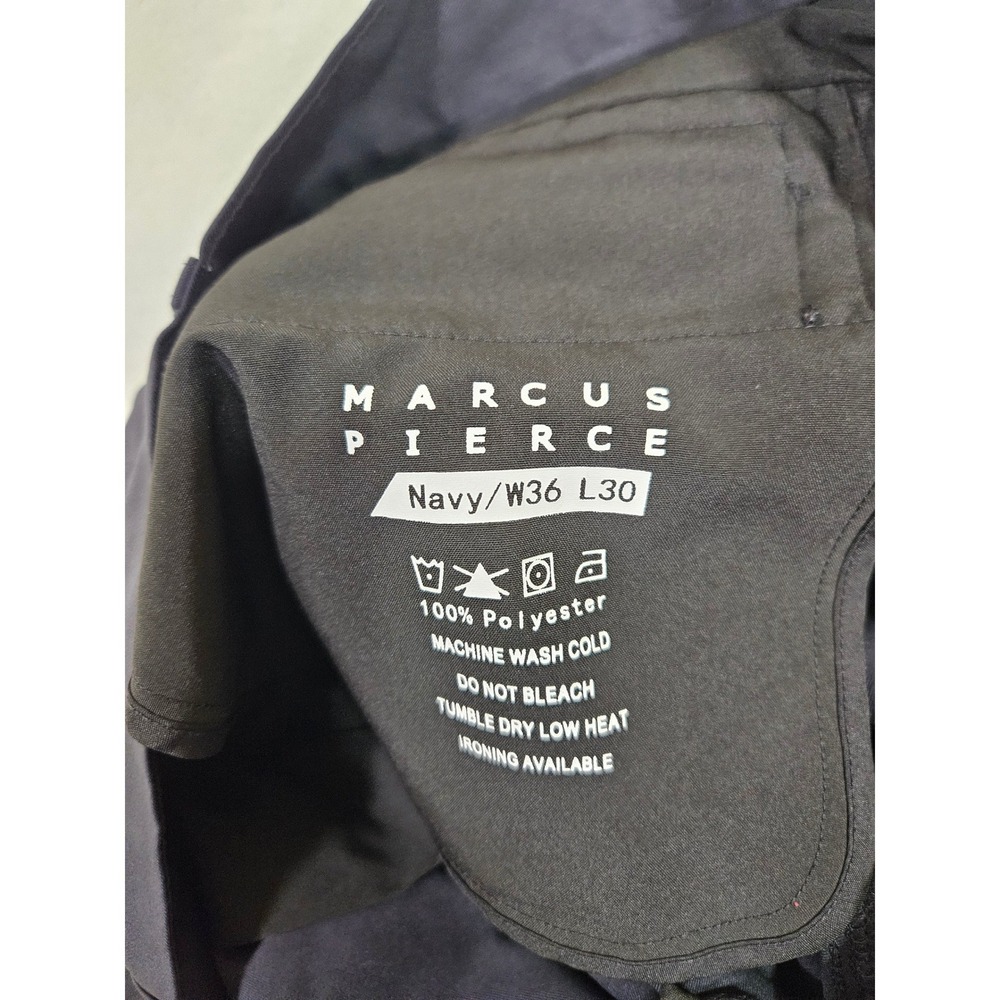 Marcus Pierce Mens Navy Tech Chino Pants W36 L30 Tapered Performance Trousers - Picture 5 of 8